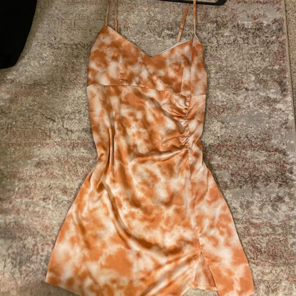 Forever 21 Orange and White Tie-Dye Mini Dress